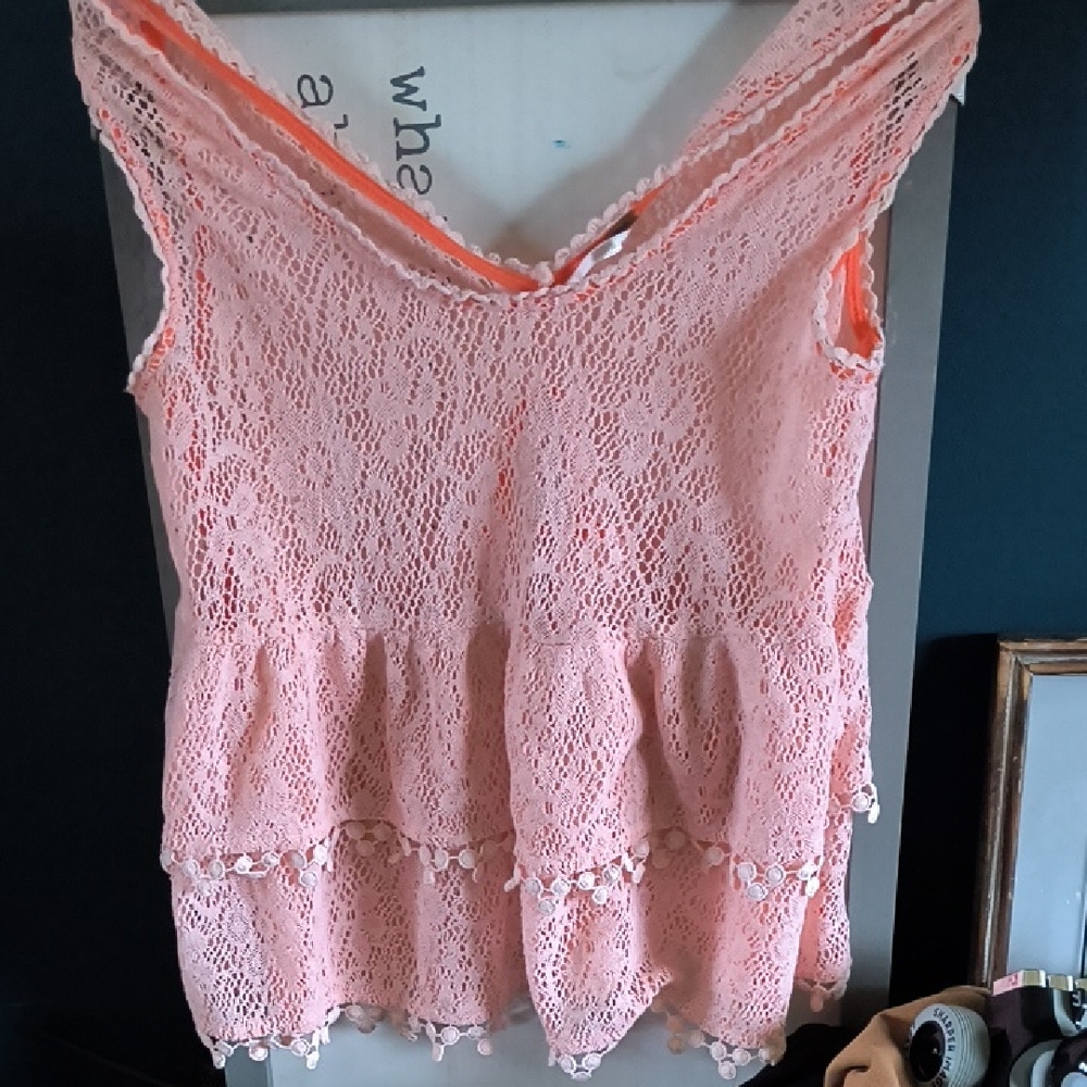 Free People Pink Ruffled Tiered Blouse
